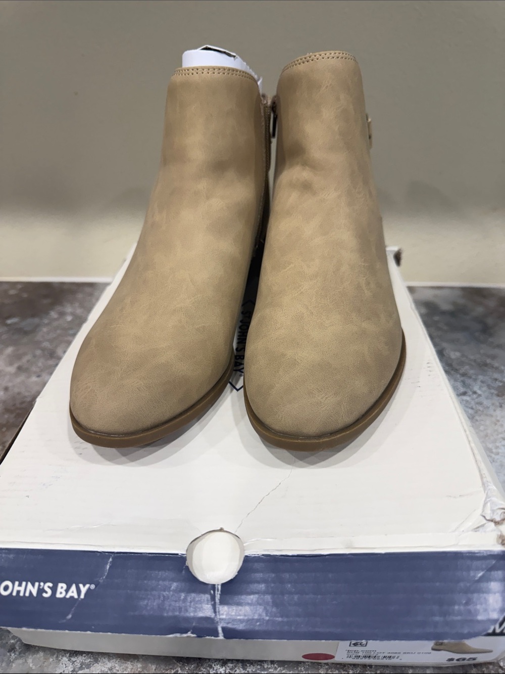 St. John's Bay Beige Side-Zip Ankle Booties